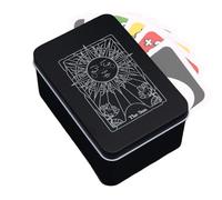 Tarot Deck Box - Portable Protective Case, Metal Jewelry Organizer Boxes, Moon Sun Printed Container | Celestial Fortune Telling Card Case Unique Keepsake Holder Storage Kids Adults Gift Box