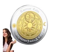 Tarot Divination Lucky Wishing Commemorative Coin - Constellation Coin | Collectible for Women | Sun Moon Divination Lucky Challenge Coin | Lucky Clover Coin Four Lottery Luck Penny