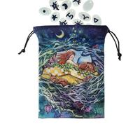 Tarot Drawstring Bag - Velvet Deck Pouch, Multi-Purpose Storage | Holder, Colorful Double-Sided Velvet, Crystals Dice Card Keeper, Sun Moon Star Pentagram Patterns, Travel Friendly