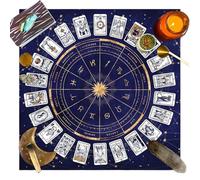 Tarot Fabric - Square Astrology Oracle Altar Pad, Witches Divination Table Cover, Tarot Extended Fabric | 19.2 Inch, Velvet Tablecloth For Tarot Cards,