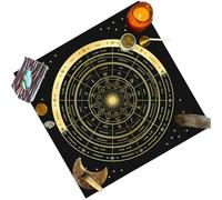 Tarot Fabric - Square Astrology Oracle Altar Pad, Witches Divination Table Cover, Tarot Extended Fabric | 19.2 Inch, Velvet Tablecloth For Tarot Cards,