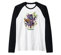 Tarot Fortune Teller Crescent Black Cat Moon Key Raglan Baseball Tee
