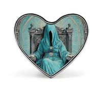 Tarot High Priestess Badge Pin Brooch Heart Shape Button Aluminum Decor for Backpacks Hats