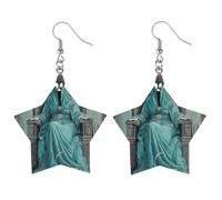 Tarot High Priestess Women's Earrings Wooden Pendant Dangle Jewelry Stylish Accessories for Party