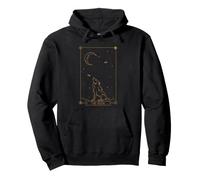 Tarot Moon Wolf Crescent Celestial Gothic Animal Art Pullover Hoodie