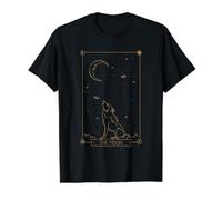 Tarot Moon Wolf Crescent Celestial Gothic Animal Art Value Graphic T-Shirt, Men, Black, S