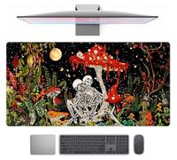 Tarot Mushroom Skeleton Extended Large Gaming Mouse Pad XL Oversized Stitched Edges Desk Pad Large Mousepad Gaming Computer Mat Office Decor for Women Desktop Mat Laptop Keyboard Mousepad 31.5x15.8in
