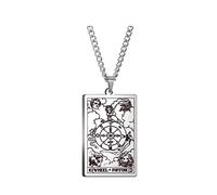 Tarot Necklace for Men & Women,Tarot Card Necklace,Tarot Card Jewelry,Stainless Steel Rider Waite Tarot Necklace,Zodiac Pendant Necklace,Hip Hop Jewelry,Bikers Necklace, Stainless Steel, No Gemstone