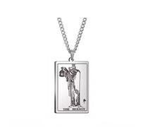 Tarot Necklace for Men & Women,Tarot Card Necklace,Tarot Card Jewelry,Stainless Steel Rider Waite Tarot Necklace,Zodiac Pendant Necklace,Hip Hop Jewelry,Bikers Necklace, Stainless Steel, No Gemstone