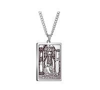Tarot Necklace for Men & Women,Tarot Card Necklace,Tarot Card Jewelry,Stainless Steel Rider Waite Tarot Necklace,Zodiac Pendant Necklace,Hip Hop Jewelry,Bikers Necklace, Stainless Steel, No Gemstone