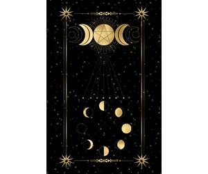 Tarot Notebook: Black and Gold Celestial Journal With Stars, Moon, And Sun