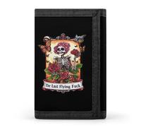 Tarot Skeleton Skull Casual Trifold Wallet for Men Slim Card Cases with 8 Slot Minimalist Purse Coin Clip