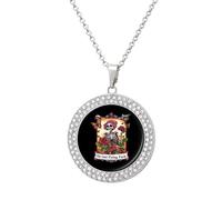 Tarot Skeleton Skull Fashion Women's Diamond Necklace Shiny Round Pendant Jewelry Romantic Gifts