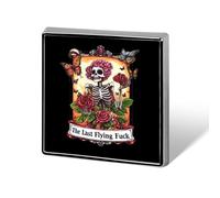 Tarot Skeleton Skull Square Shape Brooches Pins Lightweight Metal Lapel Pin Memorial Badges Jewelry Gift