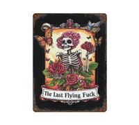 Tarot Skeleton Skull Vintage Metal Wall Decor Art Iron Sign with Rust Hanging Painting Plaque Home Yard Decoration 15.7"x11.8"