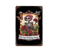 Tarot Skeleton Skull Vintage Metal Wall Decor Art Iron Sign with Rust Hanging Painting Plaque Home Yard Decoration 11.8"x7.9"