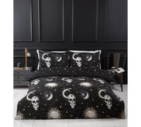 Tarot Skulls Moon Duvet Cover Set Bedding, Goth Halloween Gothic, black 3 sizes