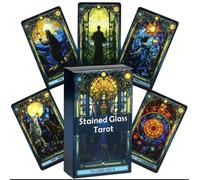 Tarot Stained Glass Tarot - Full Deck 78 Cards in Colorful Gothic Stained Glass Style - Collectible Divining Tarot with Bright Illustrations - Esoteric Cards for Reading and Meditation