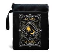 Tarot Sun and Moon Book Sleeve, Book Covers for Paperbacks, Book Sleeve with Zipper, Tarot Lovers Gift, Bookish Gift Book Pouch for Girl Women 11.4 x 9.05 Inch - Le Soleil La Luna (Tarot Sun Moon)