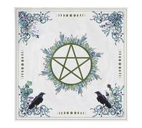 Tarot Table Cloth, Altar Pentagram Green Prophet Divination Table Tapestry Cloth, Creative Lightweight Celestial Tarot Deck Square Wall Hung Tablecloth for Home, Holland Velvet Green Altar Cloth