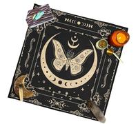 Tarot Table Cloth | Square Velvet Alter Cloth 19.68x19.68in | Gothic Moon Phase Butterfly Sun Cushion, Tarot Accessories for Tarot Card Enthusiast