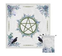 Tarot Tablecloth Green Prophet Pentagram Astrology Tablecloth Tapestry Tarot Tablecloth | Altar Pentagram Green Prophet Divination Table Tapestry Cloth | Celestial Tarot Deck Altar Square Wall Hanging
