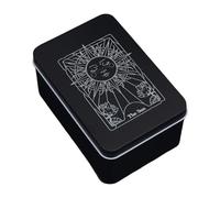 Tarot Tarot Box: Moon Print Celestial Storage Case, Decorative Card Holder | Tarot Cover Organizer, Metal Keepsake Box