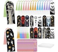 Tarot Witchy Bookmarks DIY Kit: 60 Pcs Gothic Dragon UV DTF Decals with Acrylic Blanks, Tassels, Gift Bags, Fantasy Crafting Supplies for Women Teens Book Lovers