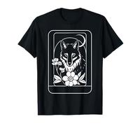 Tarot Wolf Flower Garden Cottagecore Aesthetic Naturecore T-Shirt