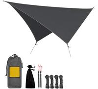 Tarp Awning Waterproof Tent Tarpaulin as Rain and UV Protection for Hammock, Camp Bed, Beach Camping Accessories, Emergency Tent, Outdoor Equipment (Dark Grey)