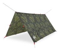 Tarp Camouflage Pattern 366 x 306 cm Waterproof 185T Polyester with PU Coating, Multifunctional Camping Tarpaulin with Eyelets, Lightweight and Portable for Outdoor, Trekking, Beach and Festival