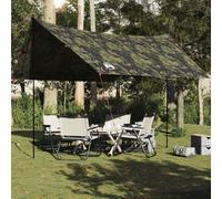 Tarp Camouflage Pattern 462 x 306 x 211 cm Waterproof Tent Tarpaulin Made of 185T Polyester with PU Coating, Ultralight, Windproof, Breathable, with Carry Bag for Outdoor Camping, Trekking, Beach