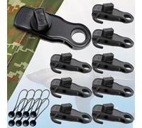 Tarp Clips Clamps Heavy Duty Lock Grip with Bungee Cords, Shark Shade Backdrop Cloth Tent Large Clip Hook Accessories for Garden Outdoor Pool Tarp Tie Downs Canvas Solar Cover RV Awning