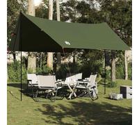 Tarp Olive Green 185T Polyester with PU Coating 438 x 376 x 212 cm Waterproof and Windproof, Multifunctional Camping Tarpaulin with Eyelets, Lightweight Outdoor Sun Protection and Rain Cover