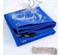 Tarp Sheet Cover 130 x 440 cm Heavy Duty, Mould-Resistant, Easy to Wash - PVC Material, Reinforced Edges Tarp Large Ground Camping Sheet for Garden, Gazebo, Blue
