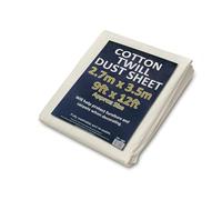 TARPAFLEX Cotton Twill Dust Sheets 9ft x 12ft (2.7m x 3.6m) for Painting & Decorating Professional Grade, Washable and Reusable