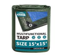 TARPAL 15x15 Feet Green Tarp Waterproof Multipurpose Protective Cover All Purpose Poly Tarps Cover for Pool, Outdoor Furniture, Camping, Firewood, Boat,Roof Waterproofing