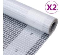 Tarpaulin 2pcs set White 1.5x15m LDPE/HDPE Mesh 260g/m² Heavy-Duty UV Proof 10cm