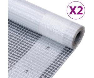 Tarpaulin 2pcs set White 1.5x15m LDPE/HDPE Mesh 260g/m² Heavy-Duty UV Proof 10cm