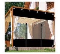 Tarpaulin Curtains for Porch, Canopies, Carports, Pavilions, Outdoor Curtains Clear Tarps with Grommets with Zipper, Hooks(19.68x8.86ft/6x2.7m)