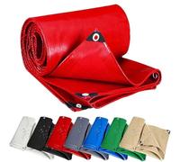 Tarpaulin Extra Heavy Duty Waterproof 380 x 450 cm Pe Material, Reinforced Edges, Multipurpose Waterproof Tarpaulin Tarpoline Tarpaulins Tarp for Outdoor, Camping, Garden, Red