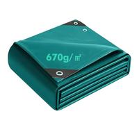 Tarpaulin PVC Waterproof Heavy Duty,3m x 4m Green Rainproof Tarp,670g/m² Tear Resistant Flame Retardant Sheet Tarpaulin Heavy Duty,Reinforced Eyelets,dust,snow,for Garden Furniture & Ground Use