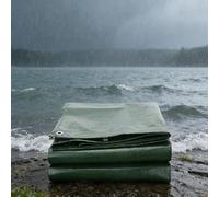 Tarpaulin Waterproof Heavy Duty 1.4 x 4.7 m UV Protection, Waterproof, Heavy Duty Woven Polyethylene and Laminated Rubber Strengthened Corners for Greenhouse, Groundsheet, Green