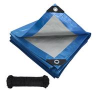 Tarpaulin waterproof heavy duty 120 g/m²,Reinforced Eyelets,Weatherproof Snow Dust UV,for Groundsheet Camping Garden Furniture Pool Building Site Caravan Boat Tarp Cover (Blue, 4m x 6m)