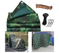 Tarpaulin with Grommets Waterproof Poly Tarp Outdoor Garden Camouflage Tarps Cover Windproof Rain Plastic Tarp Gazebo Camping Furniture Shed Henhouse use(5X10M)
