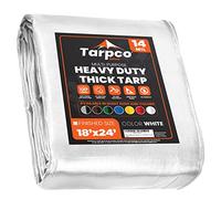 Tarpco Safety Heavy Duty 245 GSM/ 14 Mil Tarp Cover, Waterproof, UV Resistant, Rip and Tear Proof, Poly Tarpaulin with Reinforced Edges for Roof, Boat (White 18′ X 24′ | 5.5m X 7.3m)