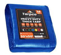 Tarpco Safety Heavy Duty 245 GSM/ 14 Mil Tarp Cover, Waterproof, UV Resistant, Rip and Tear Proof, Poly Tarpaulin with Reinforced Edges for Roof, Boat (Blue 30′ X 50′ | 9.15m X 15.25m)