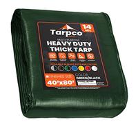Tarpco Safety Heavy Duty 245 GSM/ 14 Mil Tarp Cover, Waterproof, UV Resistant, Rip and Tear Proof, Poly Tarpaulin with Reinforced Edges for Roof, Boat (Green/Black 40′ X 80′ | 12.2m X 24.4m)