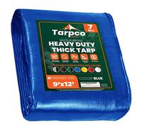Tarpco Safety - Tarpaulin Waterproof Heavy Duty(130 g/m²|9′ X 12′ | 2.75m X 3.65m|Blue-7 Mil) UV Resistant, Tear Proof, Protective Poly Tarpaulin with Reinforced Edges for Multi-purpose usage