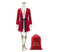 Tarpop 12 ft Skeleton Costume Accessories 12 Foot Christmas Skeleton Costume Set Includes Large Santa Claus Robe, Mustache, Christmas Gift Bag for Xmas Garden Lawn Outdoor Giant Sized Skull Decor